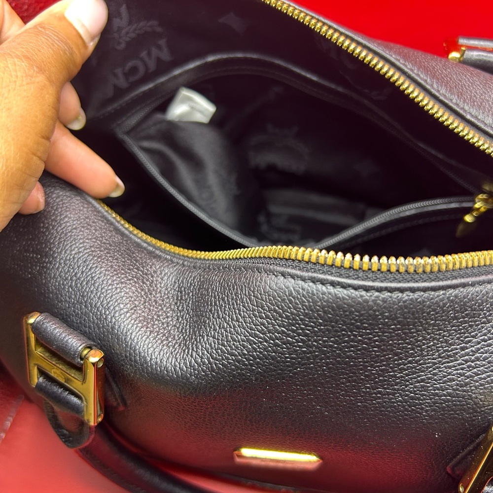 MCM Black Leather Duffel with Gold Details - Picture 15 of 16